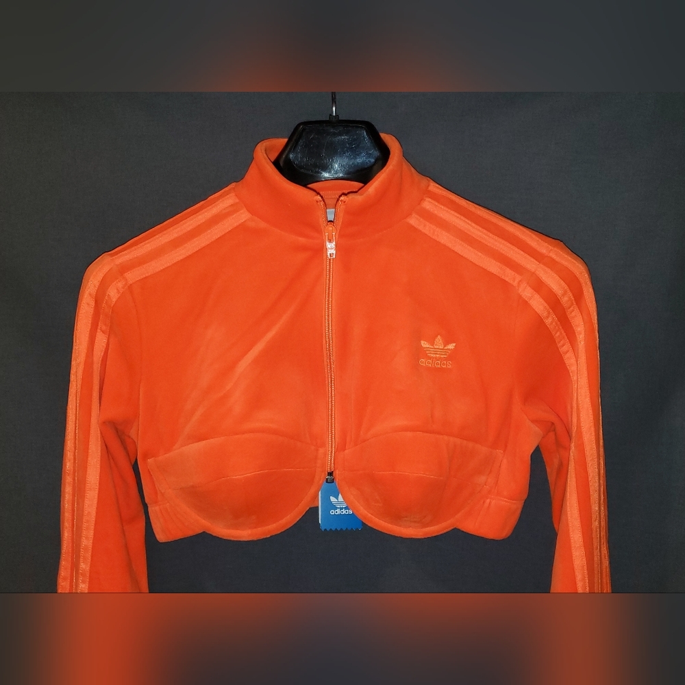 Jeremy Scott x Adidas Cropped Bustier Track Jacket - Neon Orange (M)